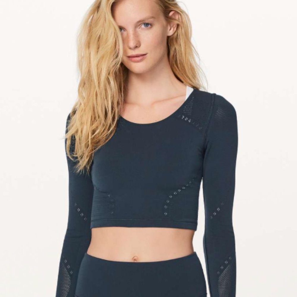 NWOT Lululemon Reveal Long Sleeve Crop Top (Posy)